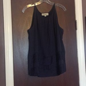 Halter neckline navy blouse